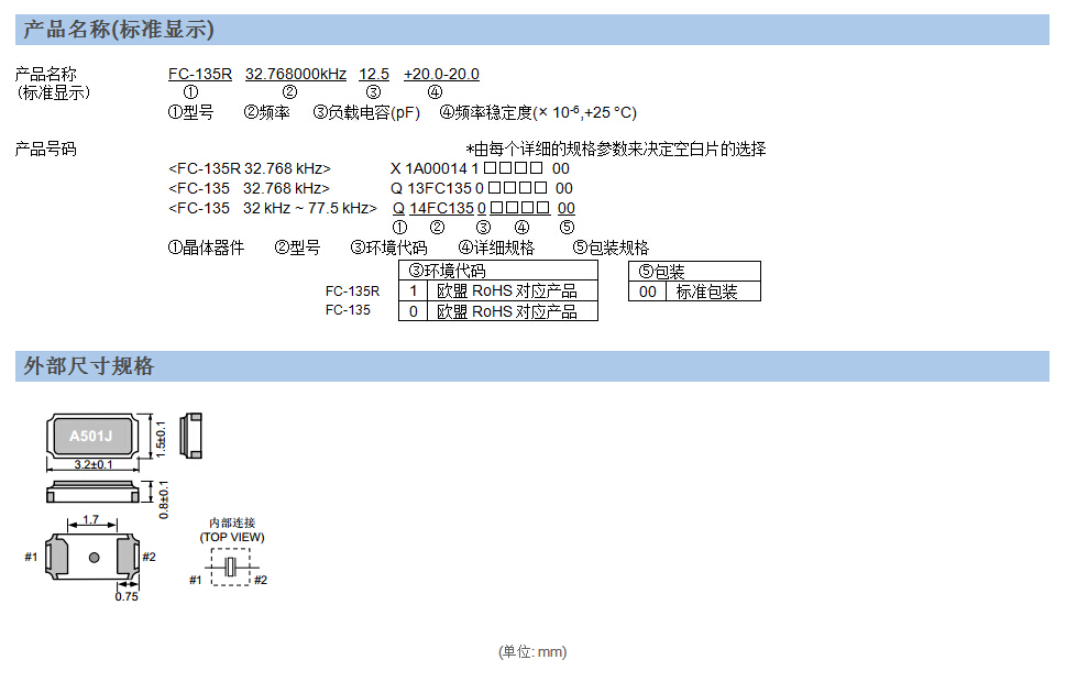 MC306晶振規(guī)格書