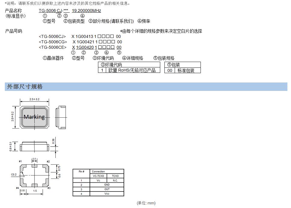 TG-5006CG晶振規(guī)格書