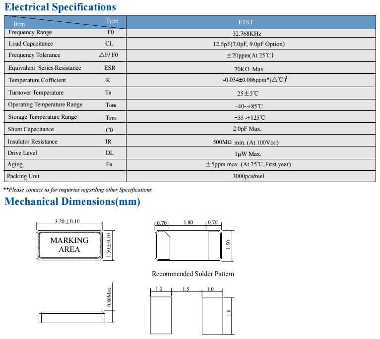 ETST晶振規(guī)格書