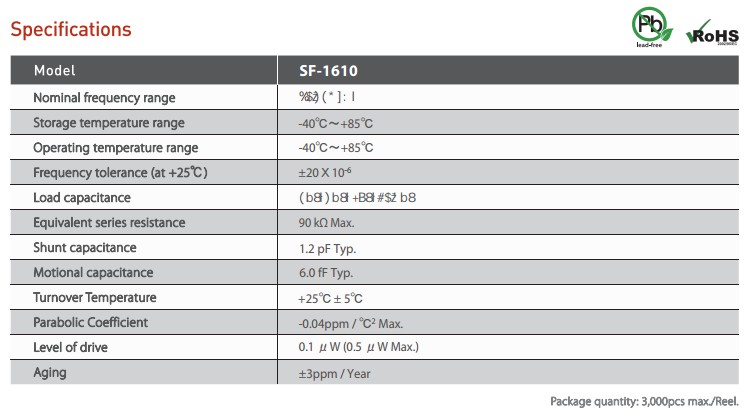 SF-1610晶振規(guī)格書