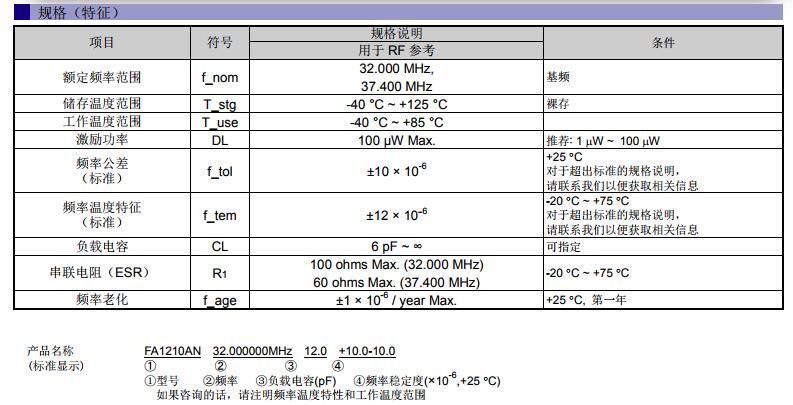 FA1210AN晶振規(guī)格書(shū)