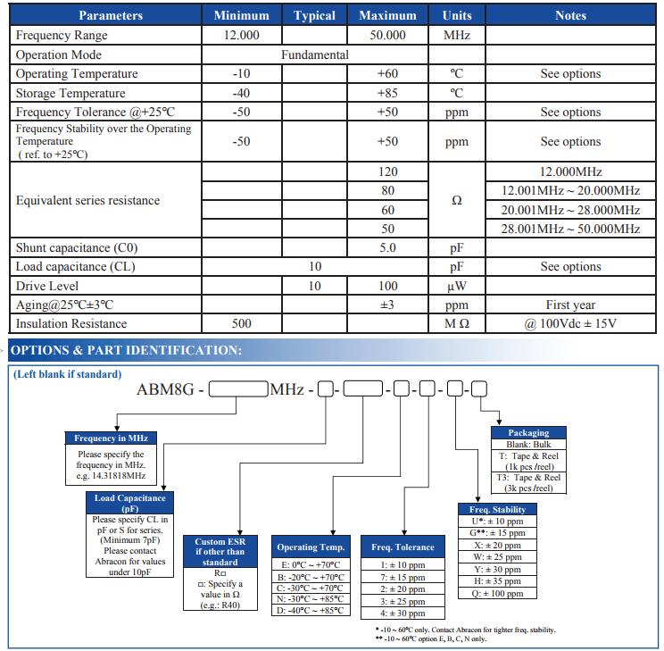 ABM8G晶振規(guī)格書