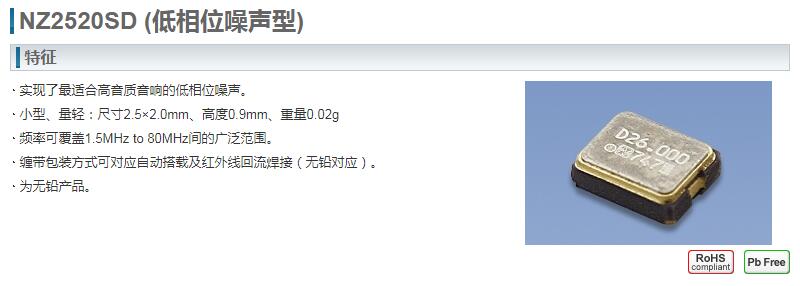 NZ2520SD晶振